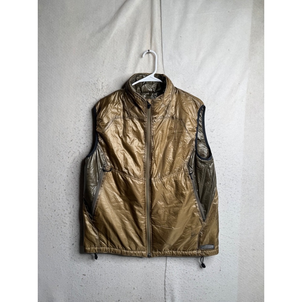 REI Mens Large Puffer Vest Bronze Gold Ripstop Full Zip Insulated Outdoor 8651